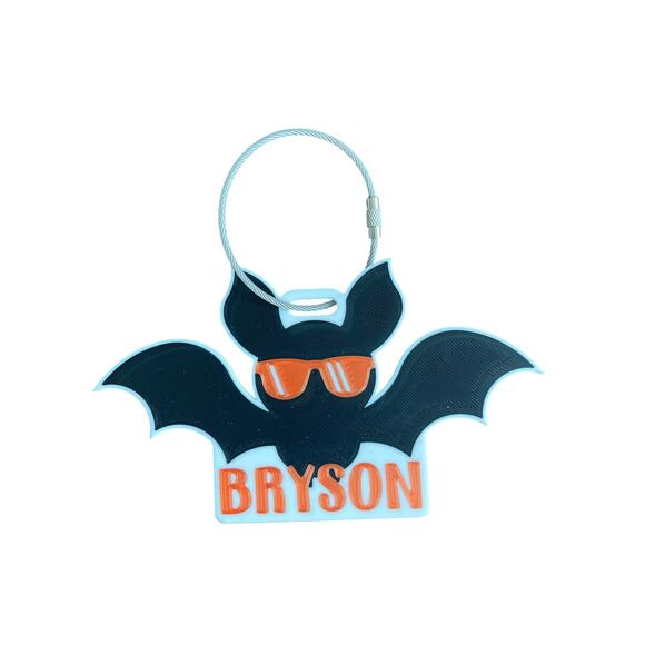 Halloween Trick or Treat Bag Tag Bat with "Bryson" name - Picture 1 of 1